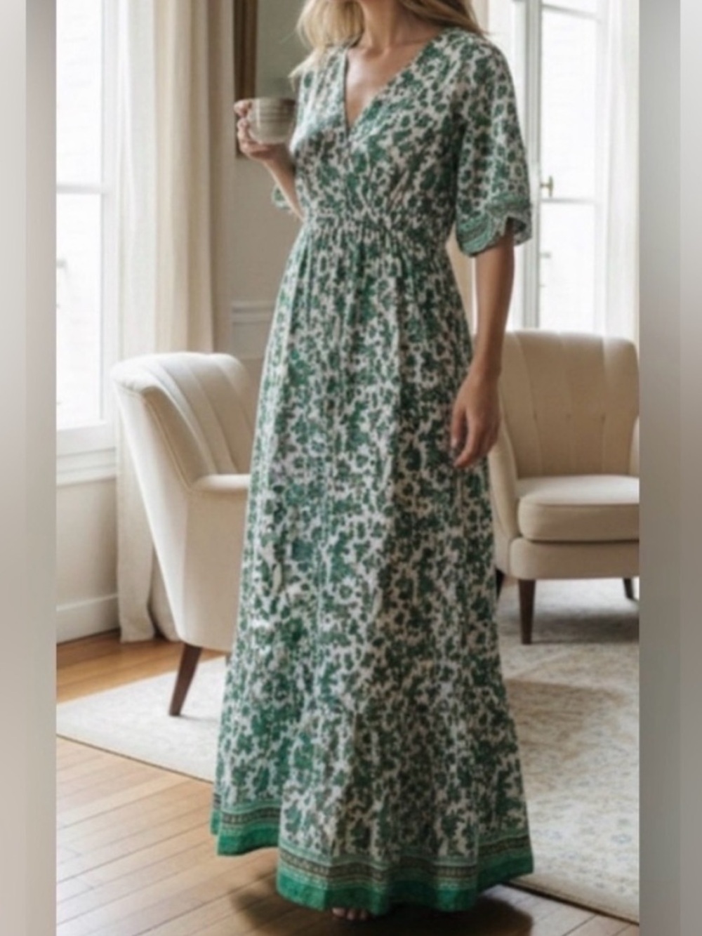 Lapogee Green Floral Maxi Dress